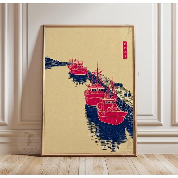Fishing Boats Harbour Coastal Poster Unframed Paper Print