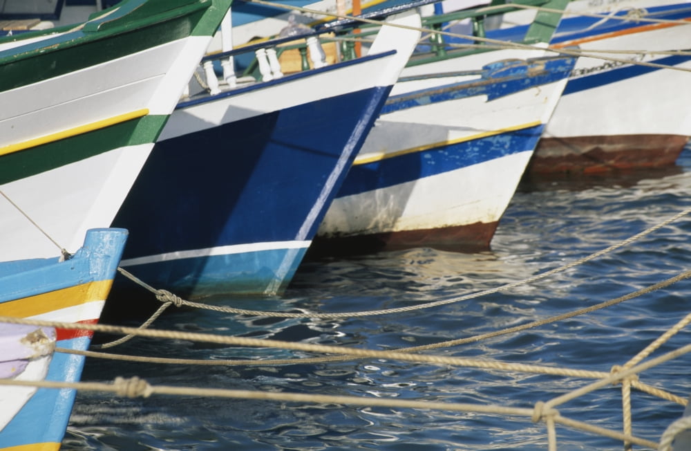 Fishing Boats In Harbour Canvas Art - Chris Coe Design Pics (38 x 24)