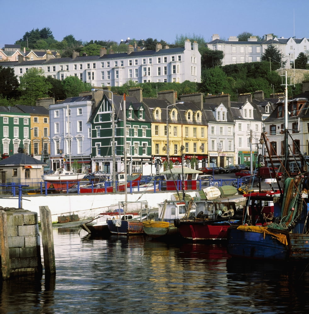Fishing Boats Moored At A Harbor Cobh County Cork Republic Of Ireland Canvas Art - The Irish Image Collection Design Pics (24 x 24)