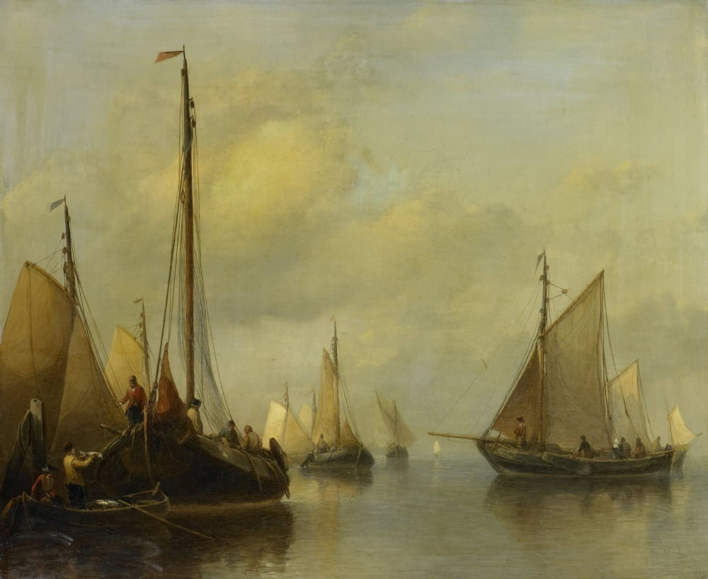 Fishing Boats On Calm Water Canvas Art - (24 x 18)