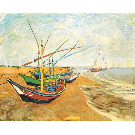 Fishing Boats On The Beach- Van Gogh - CANVAS OR FINE PRINT WALL ART