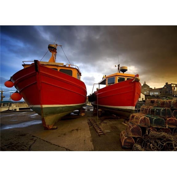 Fishing Boats Out of The Water for Winter Northumberland England Poster Print by John Short, 32 x 22 - Large