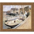 thumbnail image 1 of Fishing Boats at Gloucester 24x20 Gold Ornate Wood Framed Canvas Art by John Henry Twachtman, 1 of 2