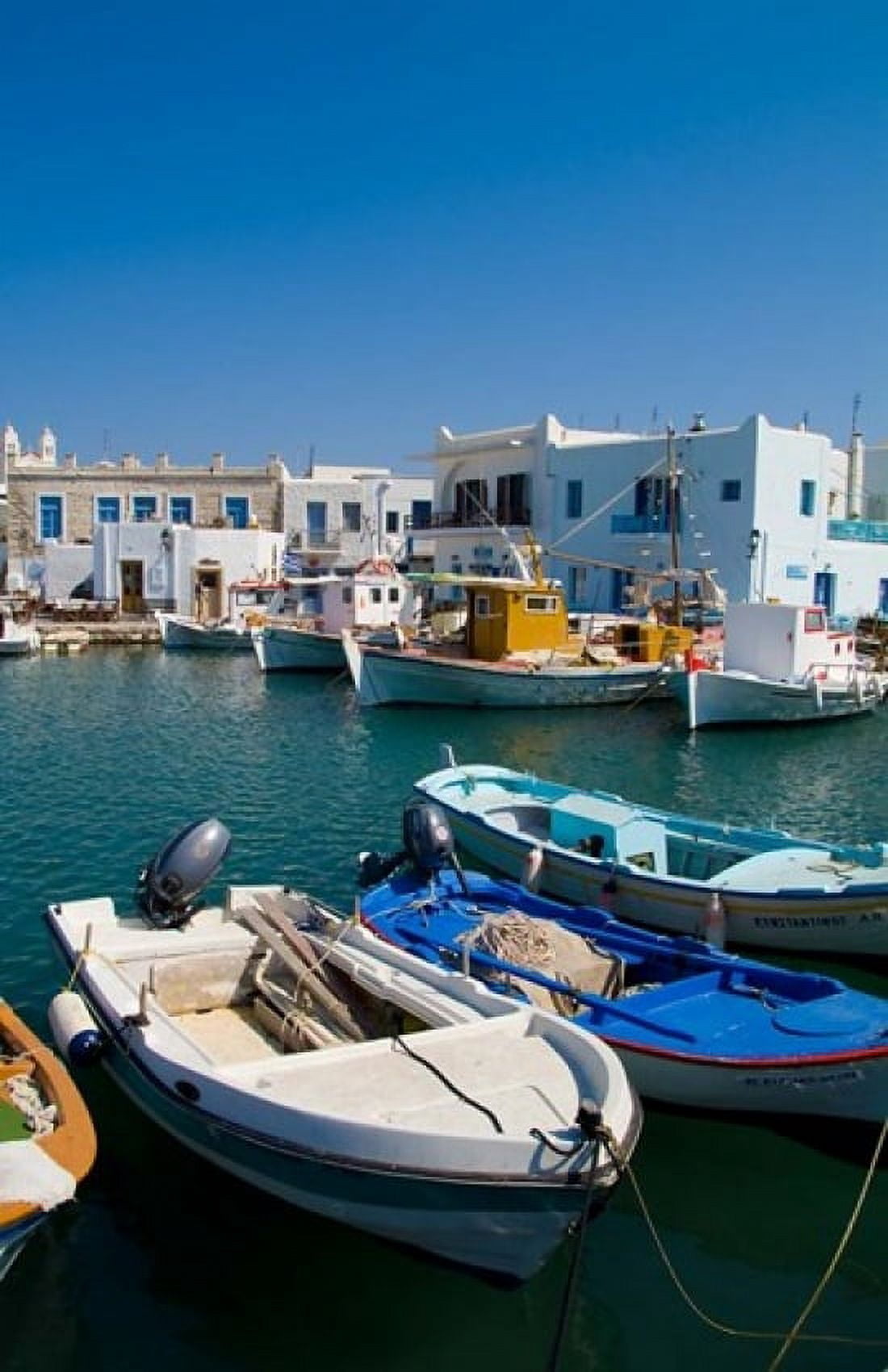 Fishing Boats in Naoussa Paros Greece Canvas Art - Bill Bachmann DanitaDelimont (11 x 17)