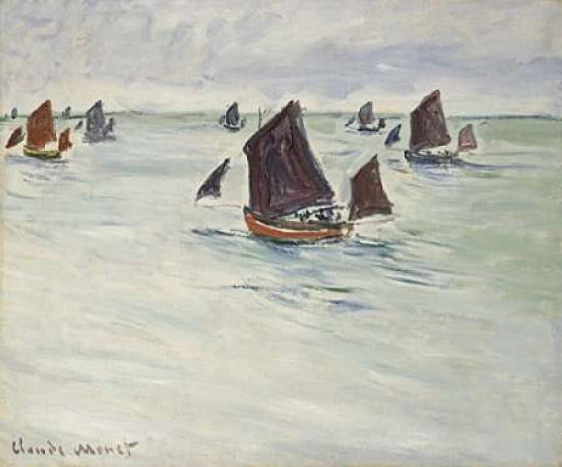 Fishing Boats off Pourville 1882 Canvas Art - Claude Monet (20 x 24)