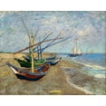thumbnail image 1 of Fishing Boats on the Beach at Saintes-Maries by Vincent van Gogh - 12" x 18" Art Print Wall Decor, 1 of 1