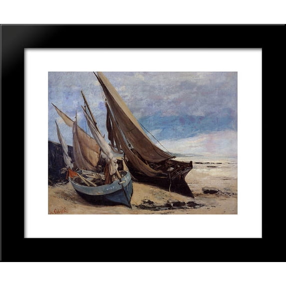 Fishing Boats on the Deauville Beach 20x24 Framed Art Print by Gustave Courbet