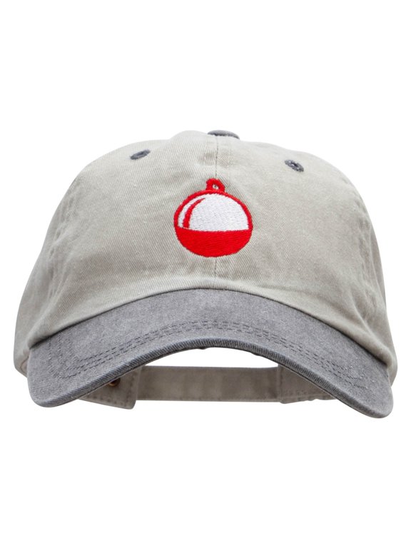 Fishing Bobber Embroidered Pigment Dyed Wash Cap - Beige Black OSFM