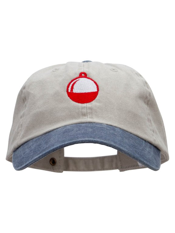 Fishing Bobber Embroidered Pigment Dyed Wash Cap - Beige Navy OSFM