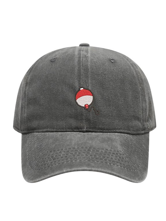 Fishing Bobber Embroidery Vintage Washed Cotton Dad Hat, Adjustable Adult Outdoor Angler Baseball Cap for Men Women Fishing Lovers