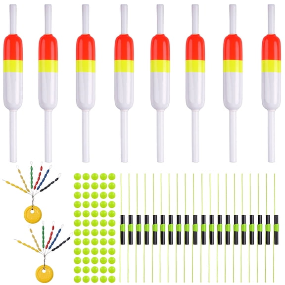 Fishing Bobber Kit 3 In 1 Wood and Plastic Slip Bobbers Rubber Floats 8pcs 50pcs 60pcs