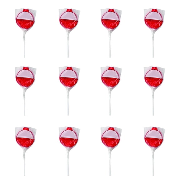 Fun Express Fishing Bobber Lollipop Suckers Cherry Flavor Individually Wrapped 12 Count