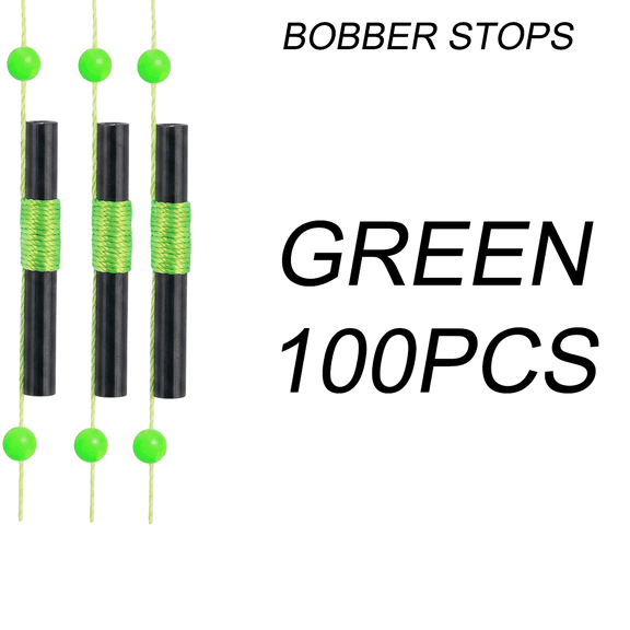 Fishing Bobber Stops Slip Float Stopper Knots with Glow Beads, Red & Green Braided Line Bobber Stops 50/100/200 Pack for Bass Trout Saltwater Freshwater Depth Adjust Rig