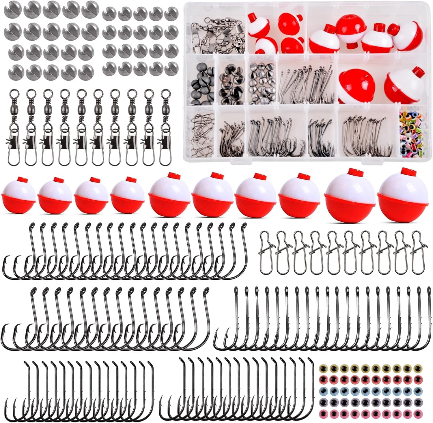 Fishing Bobbers Tackle Kit,205pcs Basic Tackle Box Fishing Accessories ...