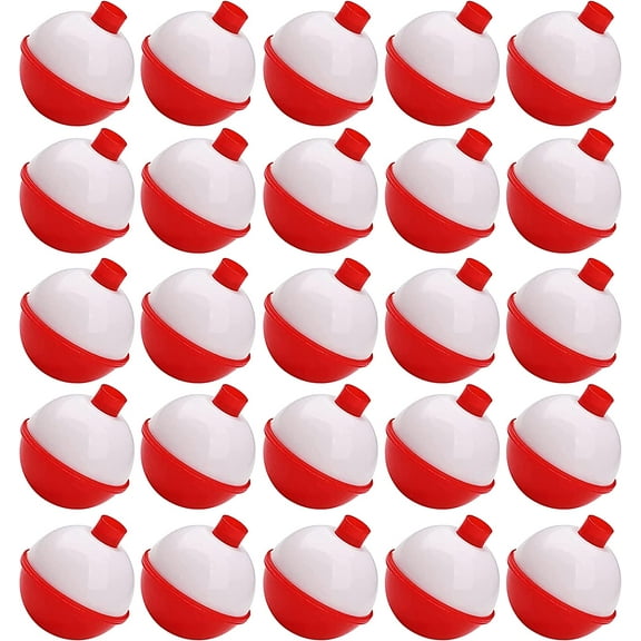 Fishing Bobbers for Fishing Assortment, Hard ABS Snap-on Fishing Floats Bobbers Push Button Round Buoy Fishing Floats Red and White