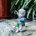 thumbnail image 1 of Fishing Boy Resin Figurine with Pot, Plug In Sculpture for Garden, Home Decoration, DIY Craft and Tabletop Display - Blue, 1 of 8