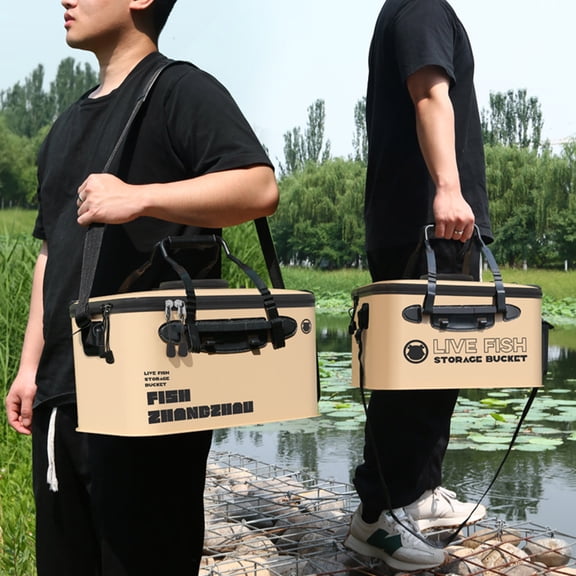 Fishing Bucket Foldable Live Fish Container Portable Leakproof EVA Fish Storage Bucket for Outdoor Fishing Camping