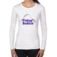 thumbnail image 1 of Fishing Buddies - Cool Fishing Rod Hooked Fish Women's Long Sleeve Grey T-Shirt, 1 of 2