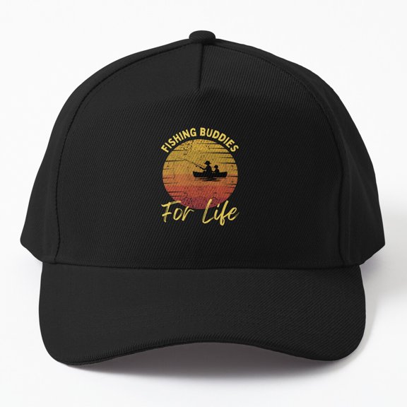 Fishing Buddies for Life Baseball Hat, Vintage Dad Family Angler Design, Classic Cap