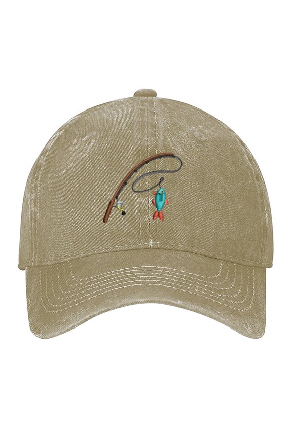 Fishing Buddy Cap Print Vintage Wash Dad Hat Adjustable Curved Brim Baseball Cap,Made In USA,Casual Outdoor Sports Fishing Cap for Men and Women