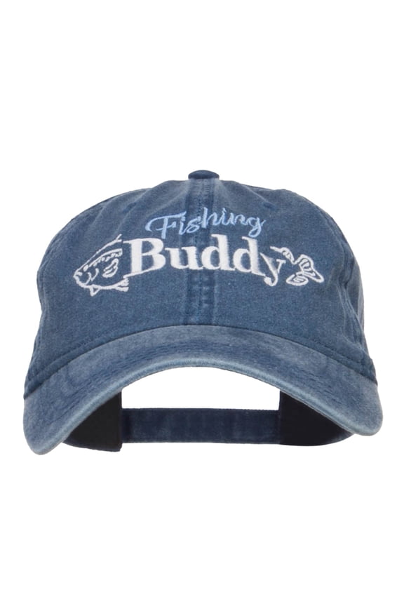Fishing Buddy Embroidered Washed Cap - Navy OSFM