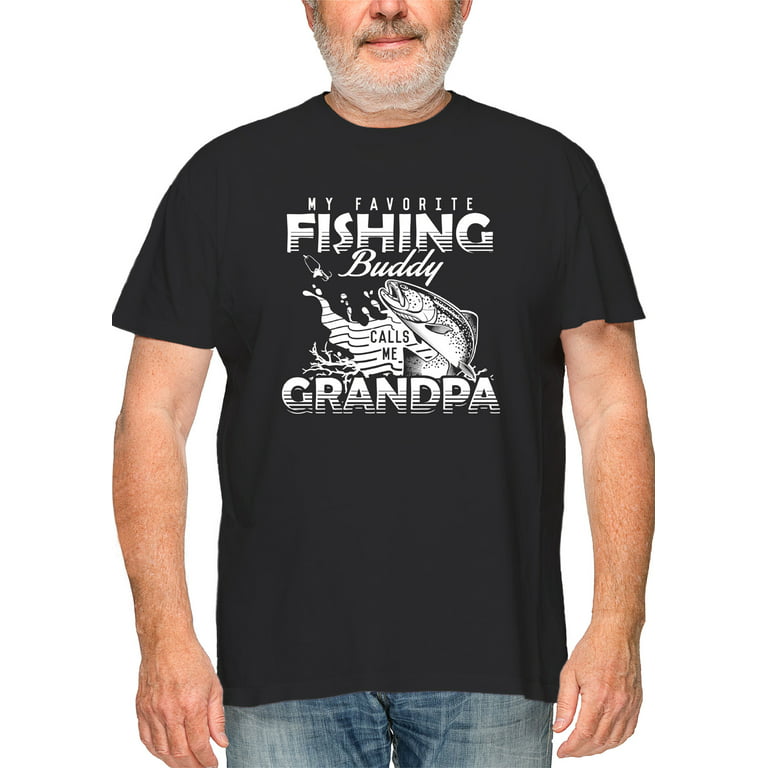 Fishing Buddy Grandpa, Fishing Graphic T-Shirt, Best Grandpa, Black Small