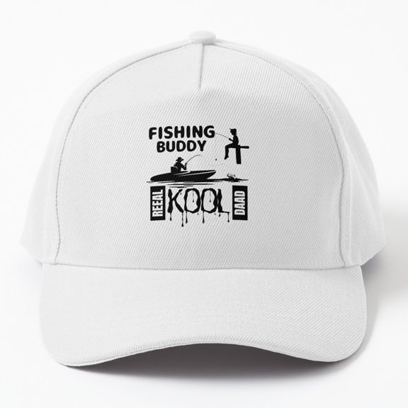Fishing Buddy Reel Cool Dad Baseball Cap, Father Angler Wordplay Graphic Design, Classic Hat