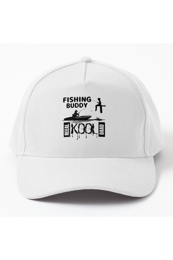 Fishing Buddy Reel Cool Dad Baseball Cap, Father Angler Wordplay Graphic Design, Classic Hat