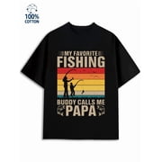 Greenink Fishing Buddy T-Shirt mens dad 180G 100% Cotton black funny graduation Unique Design Unisex Shirt Crewneck tshirts Casual Unisex Shirt Printed tshirts
