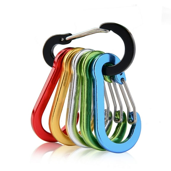 Fishing CC1 Multi-Use Carabiner Clip, 6 Pack Small Caribeener Clips, Mini Keychain Caribeaner Clip 2 inch, Aluminum D Ring Carabiners, Multi-colored