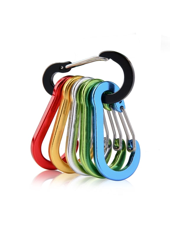 Fishing CC1 Multi-Use Carabiner Clip, 6 Pack Small Caribeener Clips, Mini Keychain Caribeaner Clip 2 inch, Aluminum D Ring Carabiners, Multi-colored