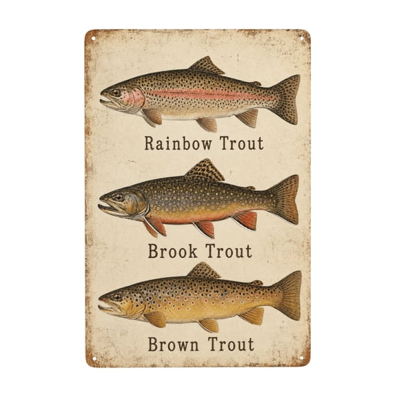 Fishing Cabin Vintage Metal Tin Sign Wall Decor, 8 x 12 Inch, for Cabin Lake House Decor