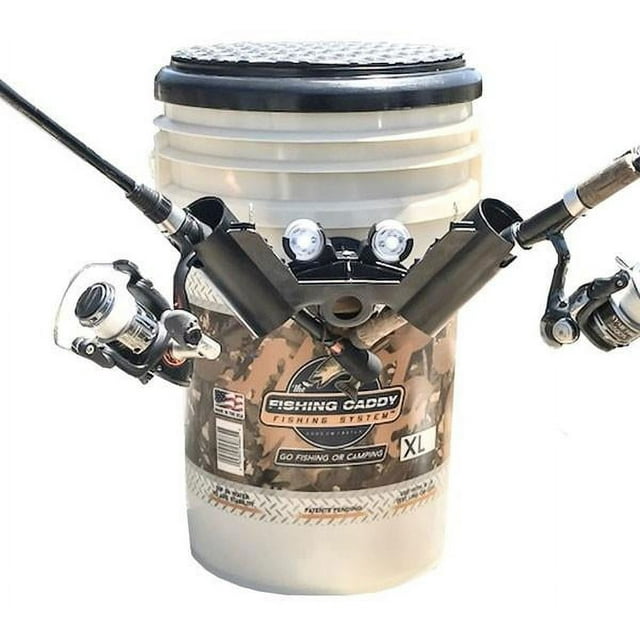 Fishing Caddy Camo XL Plush Padded Swivel Seat with Ice Fish Stand