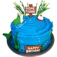 thumbnail image 1 of Fishing Cake Topper Fishing Cake Decoraions, Fishing Brithday Party Decorations Gone Fishing Cake with Bass Reed Happy Birthday Sign, Fish Birthday Party Decorations, 1 of 6