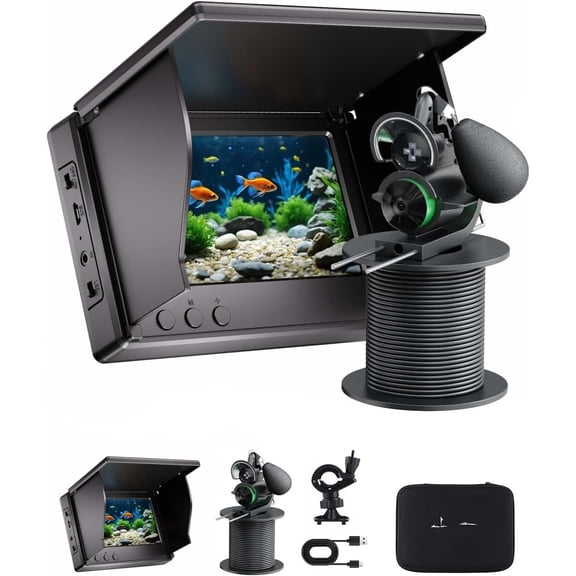 Fishing Camera with Night Vision Light,220? Wide Angle of Fish,Portable Fish Finder with 100ft , 4.3 Inch LCD and Upgraded Lens for Ice Lake Boat Kayak Fishing
