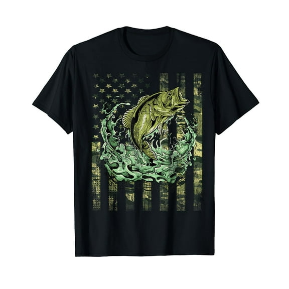 Fishing Camouflage USA Flag for Bass Fisherman T-Shirt