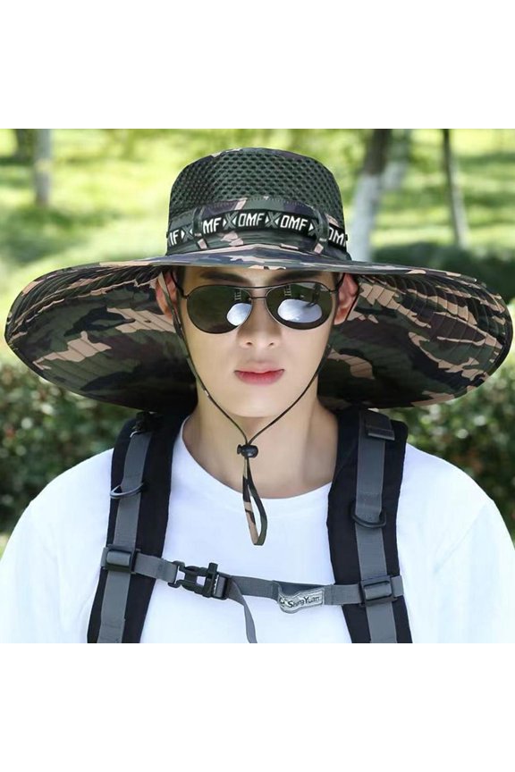 Fishing & Camping Sun Protection Hat - Lightweight, Adjustable, Polyester-Cotton Blend