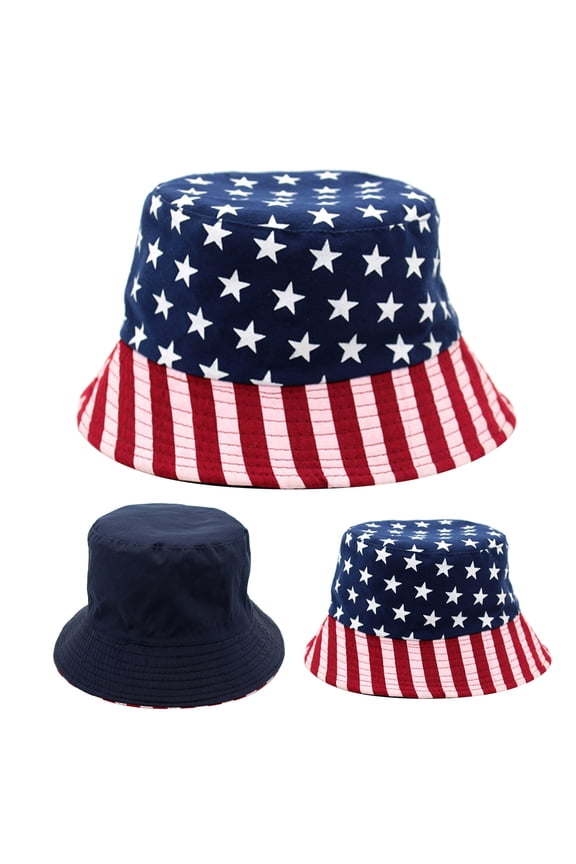 Fishing Cap CQXIDFH Unisex American Flag Bucket Hat, Stars And Stripes Summer Sun Shade Fisherman Cap, Casual Outdoor Travel Basin Sun Hat for Men Women, Beret Hat (Dark blue, One size)