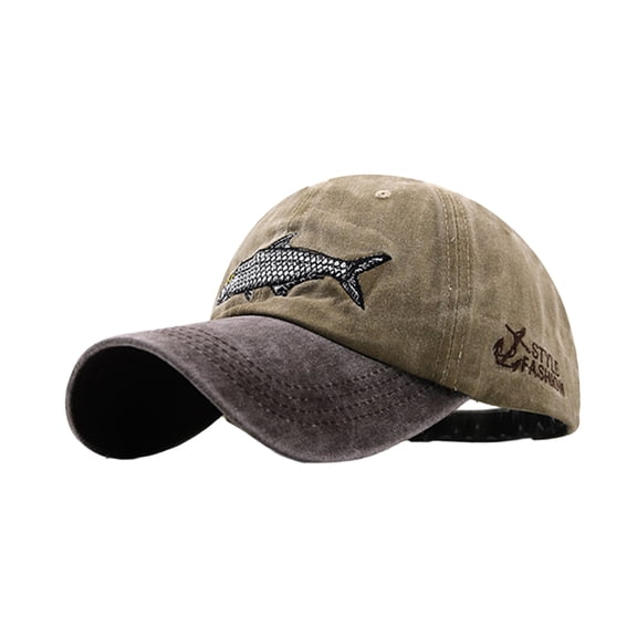 Fishing Cap Embroidered Fish Trucker Hat For Men Wash Coated Baseball Cap Made Of Pure Cotton Couple Sun Hat