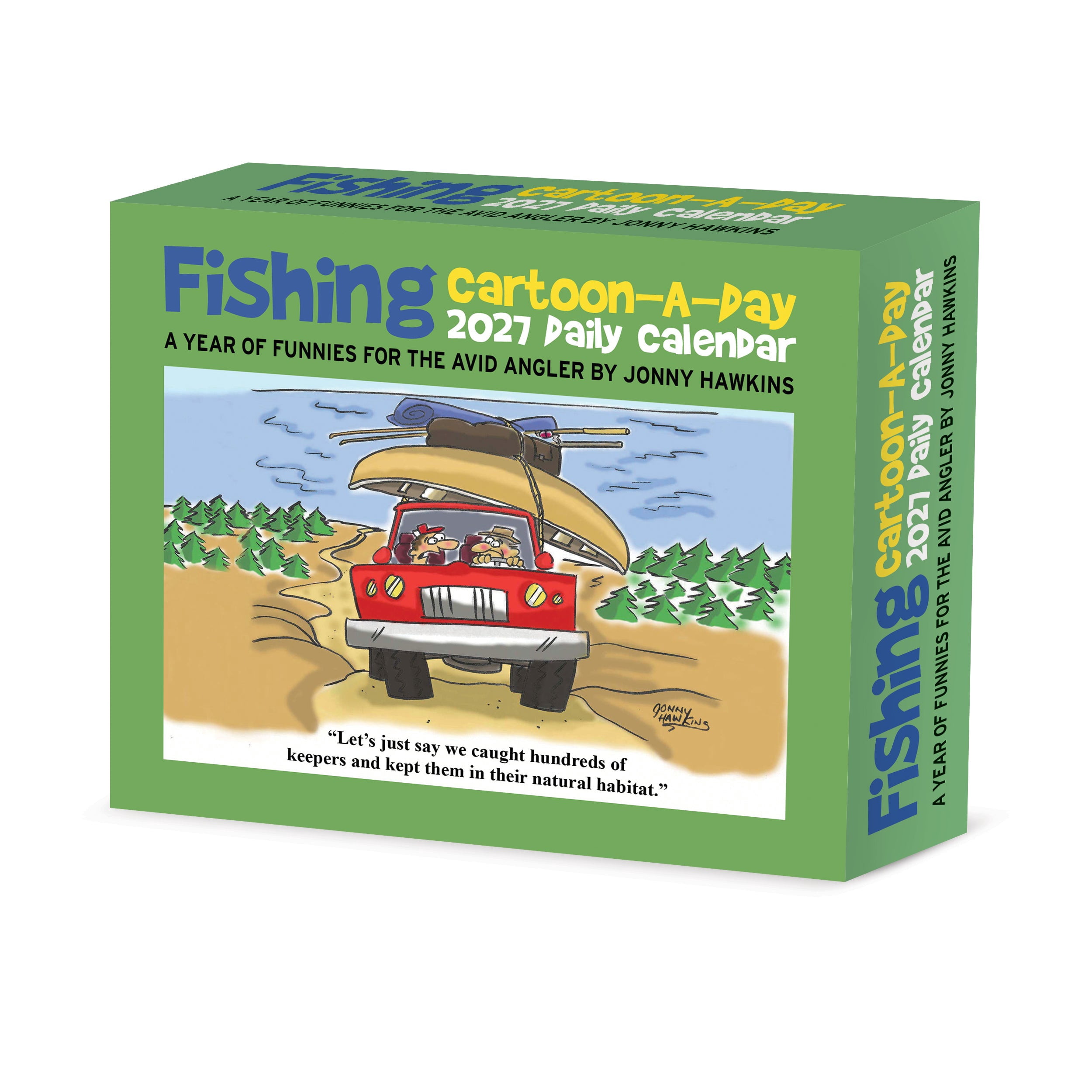 Willow Creek Press, Fishing Cartoon-A-Day by Jonny Hawkins 2027 Box Calendar