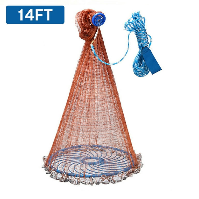 Fishing Cast Net, 1Pcs Nylon Line Mesh Bait Trap, Hand Throw Mesh Fishing  Weight Cast Net with Flying Disc, Telescopic Tools for Bait Trap Fish Throw