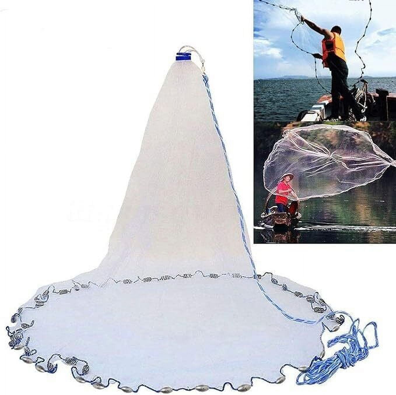 Fishing Cast Net Bait Easy Throw Hand Cast Strong Nylon Mesh 3/8in Mesh Size Ideal for Bait Fishing