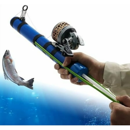Fishing Catapult Rod, 15.2 In Compact Telescopic Fishing Rod with Reel, Portable Lure Launcher Tool for Saltwater and Freshwater