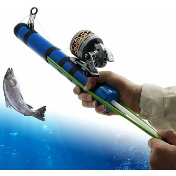Fishing Catapult Rod, 15.2 In Compact Telescopic Fishing Rod with Reel, Portable Lure Launcher Tool for Saltwater and Freshwater