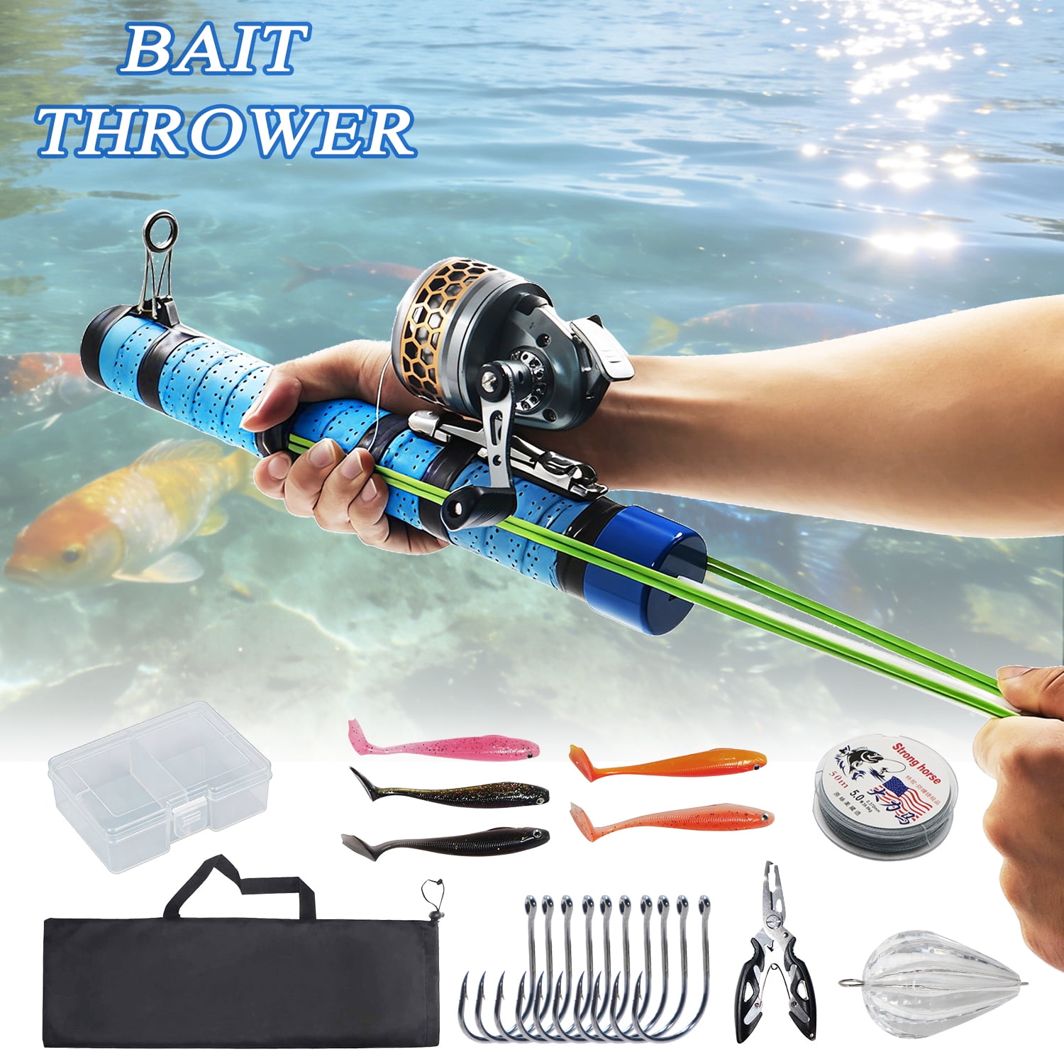Fishing Catapult Rod Portable Lure Tools Slingshot Fishing Reel Professional Pole Shooting Hunting