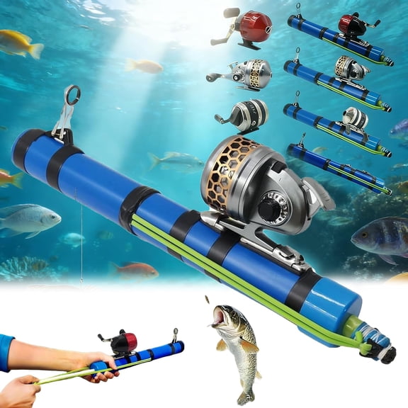 Fishing Catapult Rod,Versatile Telescopic Catapult Tool for Short/Long Range Casting (65-98ft),Features Adjustable Latex Tube,Folds to 15.2 Inches,Great for Freshwater/Saltwater,Kids & Adults