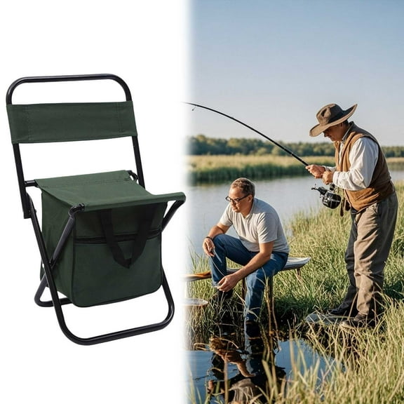 Fishing Chair with Cooler Bag Compact Fishing Stool,Multifunction Portable Folding Chair with Storage Bag Lightweight Camping Stool for Fishing Travel Outdoor Leisure Durable and Easy to Carry Design