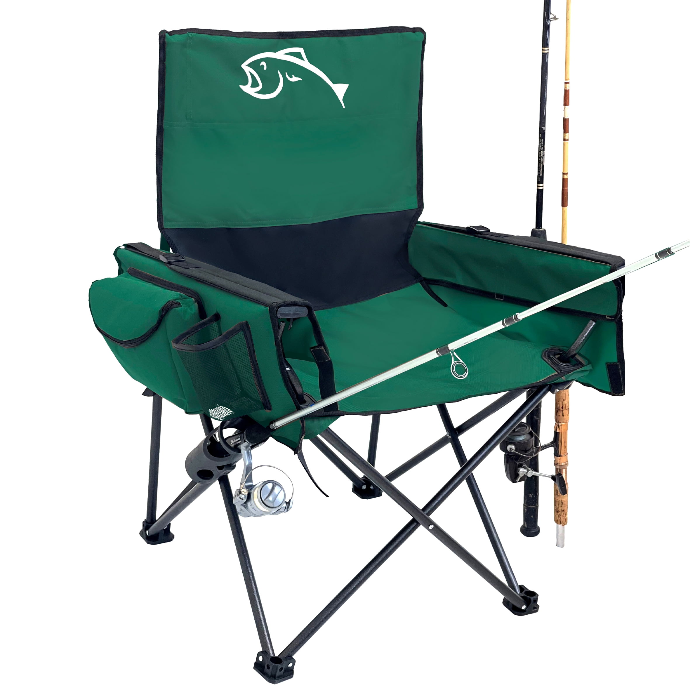 Fishing Chair with Rod Holder Built In Cooler Hands Free Fishing