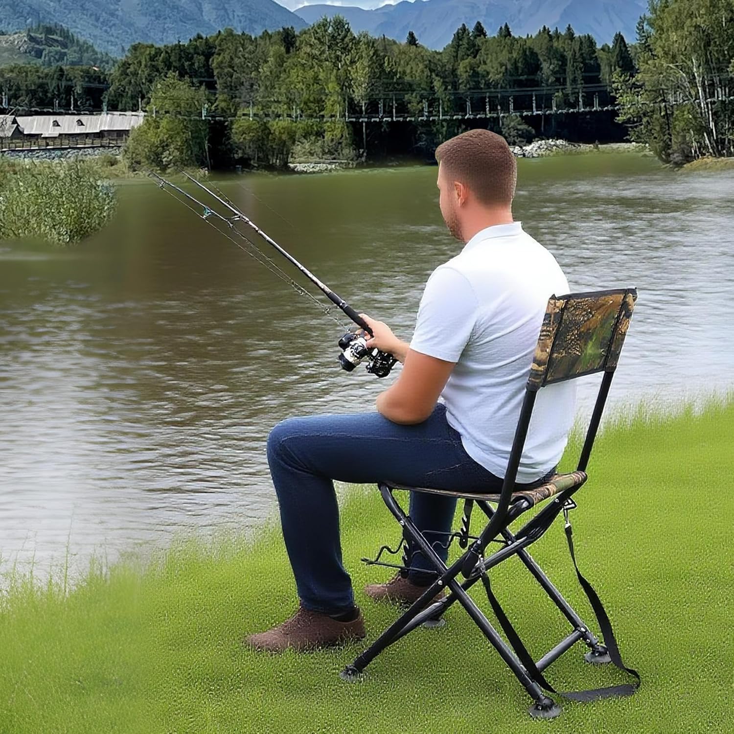 fishing chair with rod holders EASYGO PRODUCTS Holder Built in Cooler Hands Free Fishing Pole Holder Designed by fishermen meeting all the needsof your day trip fishing Camping Chair With Rod Fishing