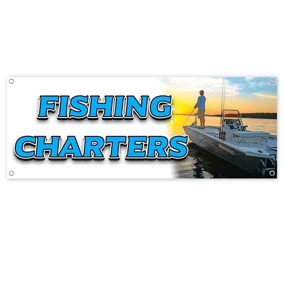 Fishing Charters 13 oz Vinyl Banner With Metal Grommets